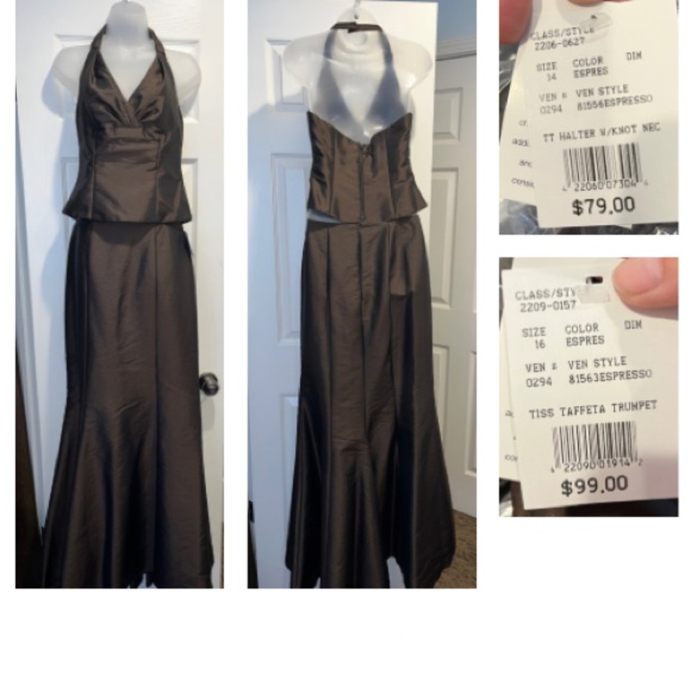 COPY - Tissue Taffeta Trumpet David’s Bridal Bridesmaid 2 Piece Dress